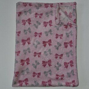 Baby Gear Pink Gray Bows Fleece Baby Blanket 30" x 40"